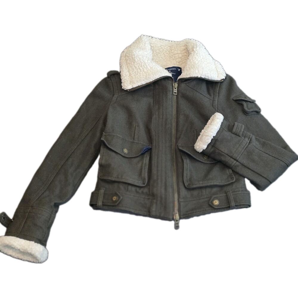American Eagle Womens Cropped Wool Blend Jacket S/P
